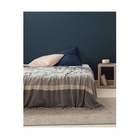 Madame Coco Denney Ekru-İndigo Çift Kişilik 220x240 cm Yatak Örtüsü