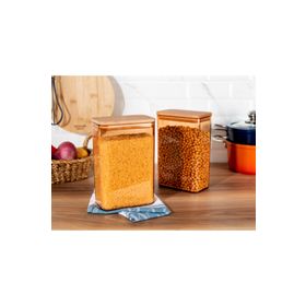 Madame Coco Diviera Ahşap Kapaklı 2'li Amber 2000 ml Saklama Kabı