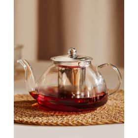 Madame Coco Floren 1000 ml Çelik Süzgeçli Borosilikat Cam Demlik