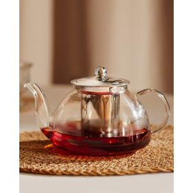 Madame Coco Floren 1000 ml Çelik Süzgeçli Borosilikat Cam Demlik