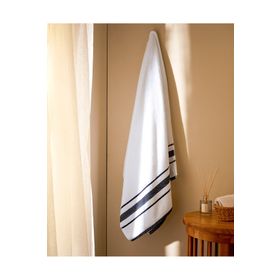 Madame Coco Hector Beyaz Lacivert 80x160 cm Banyo Havlusu