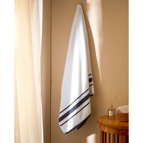 Madame Coco Hector Beyaz Lacivert 80x160 cm Banyo Havlusu