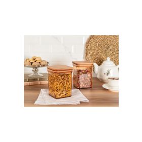 Madame Coco Kaviera 1000 ml 2'li Ahşap Kapaklı Saklama Kabı