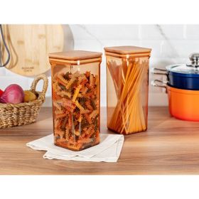 Madame Coco Kaviera 1500 ml 2'li Ahşap Kapaklı Saklama Kabı