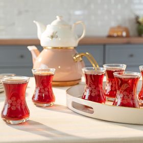 Madame Coco Lavem White Flowers 6'lı Çay Bardağı Seti
