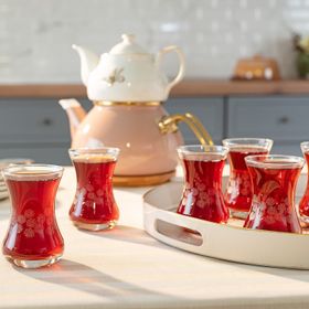 Madame Coco Lavem White Flowers 6'lı Çay Bardağı Seti