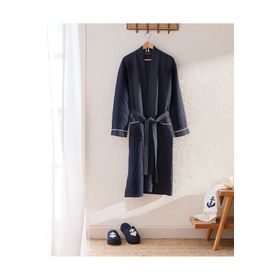 Madame Coco Marty Kimono Yat Koleksiyon Lacivert Unisex Bornoz/Terlik Seti