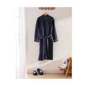 Madame Coco Marty Kimono Yat Koleksiyon Lacivert Unisex Bornoz/Terlik Seti