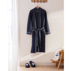 Madame Coco Marty Kimono Yat Koleksiyon Lacivert Unisex Bornoz/Terlik Seti