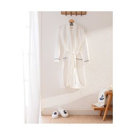Madame Coco Marty Yat Koleksiyon Beyaz Kimono Unisex Bornoz-Terlik Seti