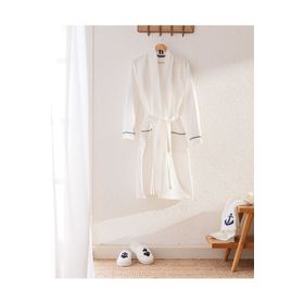 Madame Coco Marty Yat Koleksiyon Beyaz Kimono Unisex Bornoz-Terlik Seti