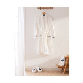 Madame Coco Marty Yat Koleksiyon Beyaz Kimono Unisex Bornoz-Terlik Seti