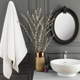 Madame Coco Maynor Bordürü Floşlu Beyaz 70x140 cm Banyo Havlusu