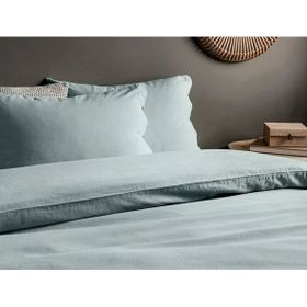 Madame Coco Mer King Size Mavi Yıkamalı Linen Nevresim Takımı