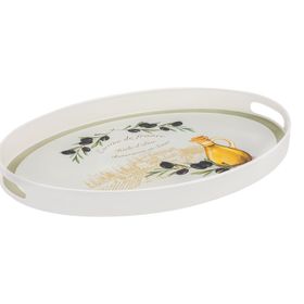 Madame Coco Olive Beyaz Oval Tepsi