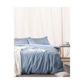 Madame Coco Orpen King Size Crep Baskılı Mavi Nevresim Takımı