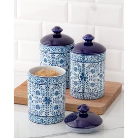 Madame Coco Papillon Beyaz/Mavi 3'lü Baharatlık Seti