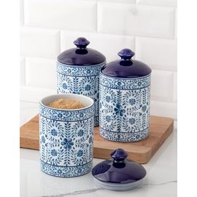 Madame Coco Papillon Beyaz/Mavi 3'lü Baharatlık Seti