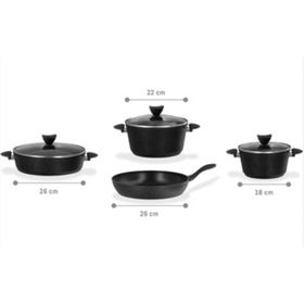 Madame Coco Titanium Noir Siyah 7 Parça Tencere Seti