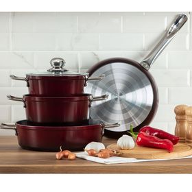Madame Coco Titanium Professional 7 Parça Bordo Tencere Seti