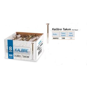 Made Kalibre 8 mm 100 Adet Vida Dübel Takımı