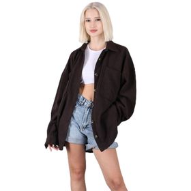 Madmext 1562 Kahverengi Oversize Gömlek Ceket