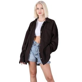 Madmext 1562 Kahverengi Oversize Gömlek Ceket