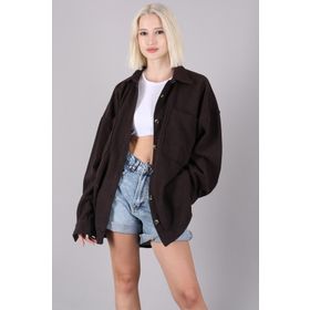 Madmext 1562 Kahverengi Oversize Gömlek Ceket