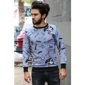 Madmext 1738 Gri Erkek Sweatshirt