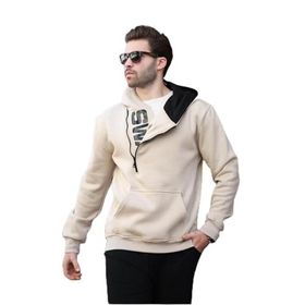 Madmext 1767 Bej Fermuar Detaylı Kapüşonlu Erkek Sweatshirt