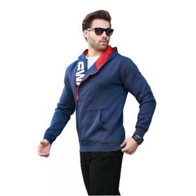 Madmext 1767 Lacivert Fermuar Detaylı Kapüşonlu Erkek Sweatshirt