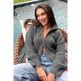 Madmext 2256 Antrasit Fermuarlı Kapşonlu Erkek Sweatshirt