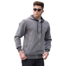 Madmext 2256 Antrasit Fermuarlı Kapşonlu Erkek Sweatshirt