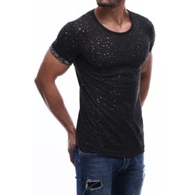 Madmext 2468 Füme Lazer Kesim Yırtık Erkek T-shirt