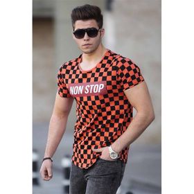 Madmext 2621 Turuncu Dama Baskılı Erkek T-shirt