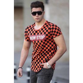 Madmext 2621 Turuncu Siyah Erkek T-Shirt
