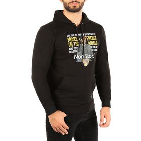 Madmext 2778 Siyah Kapüşonlu Baskılı Erkek Sweatshirt