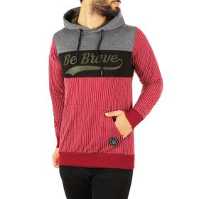 Madmext 2815 Bordo Kapşonlu Çizgili Erkek Sweatshirt
