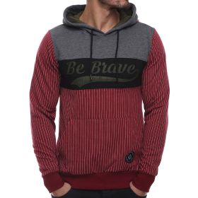 Madmext 2815 Bordo Kapşonlu Çizgili Erkek Sweatshirt