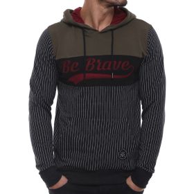 Madmext 2815 Füme Kapşonlu Çizgili Erkek Sweatshirt