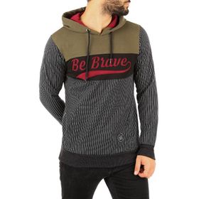 Madmext 2815 Füme Kapşonlu Çizgili Erkek Sweatshirt