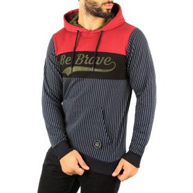 Madmext 2815 Lacivert Kapşonlu Çizgili Erkek Sweatshirt