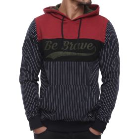 Madmext 2815 Lacivert Kapşonlu Çizgili Erkek Sweatshirt