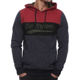 Madmext 2815 Lacivert Kapşonlu Çizgili Erkek Sweatshirt