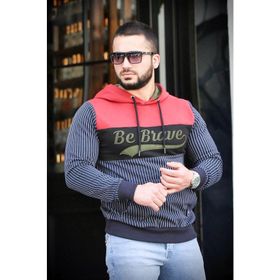 Madmext 2815 Lacivert Kapşonlu Çizgili Erkek Sweatshirt