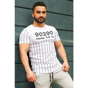 Madmext 2863 Kırmızı Bisiklet Yaka Çizgi Detaylı Erkek Tişört