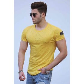 Madmext 2883 Sarı Baskılı Erkek T-shirt