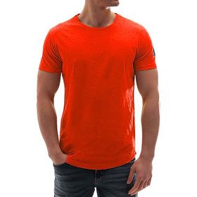 Madmext 2883 Yırtık Detaylı Turuncu Erkek T-Shirt