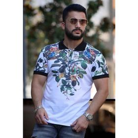 Madmext 2885 Erkek Çiçek Detaylı Polo Tişört