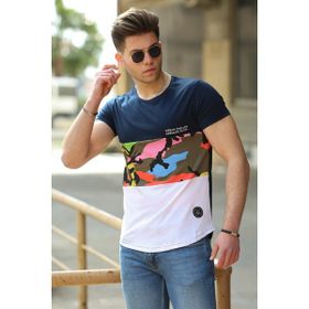 Madmext 3003 Lacivert Kamuflaj Desenli Erkek T-shirt